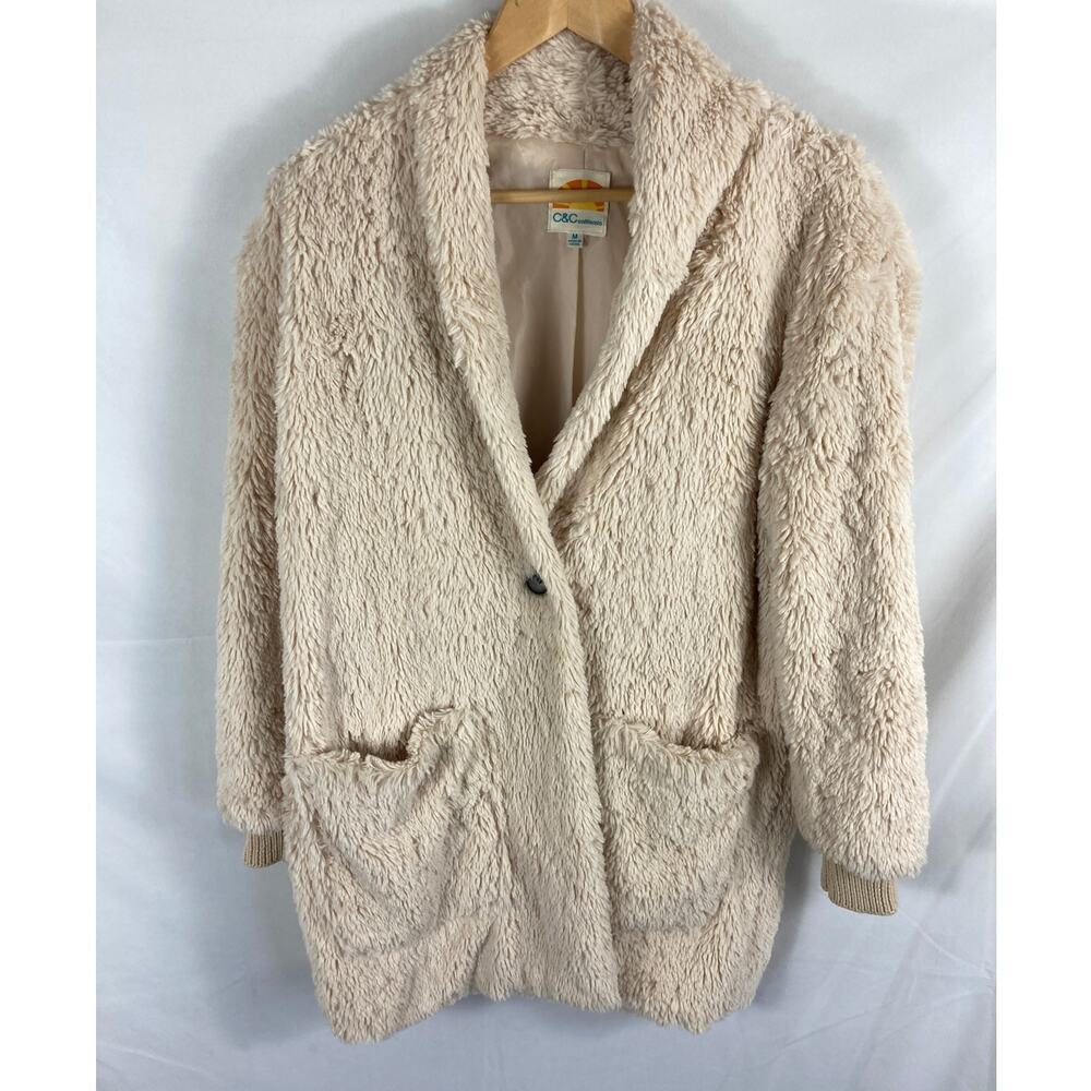 C&C California Cream Fuzzy Sherpa Jacket Size Medium